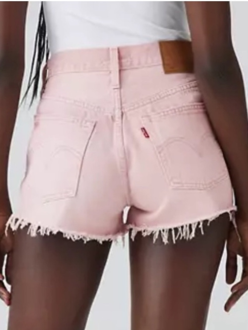 Levi’s 501 High-Rise Frayed Hem Baby Pink Denim Shorts Sz W28 NWOT